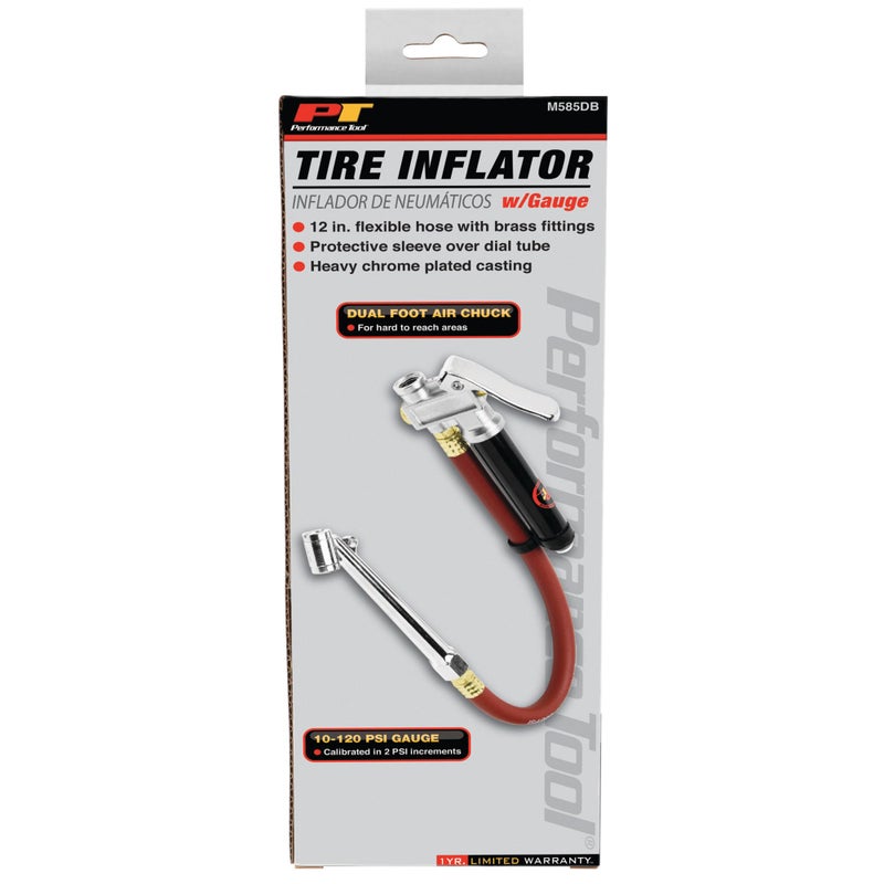 Performance Tool M585DB Heavy Duty Tire Inflator with Gauge - Fast and Accurate Air Pressure Control for Trucks, SUVs, RVs, and More - Image 2
